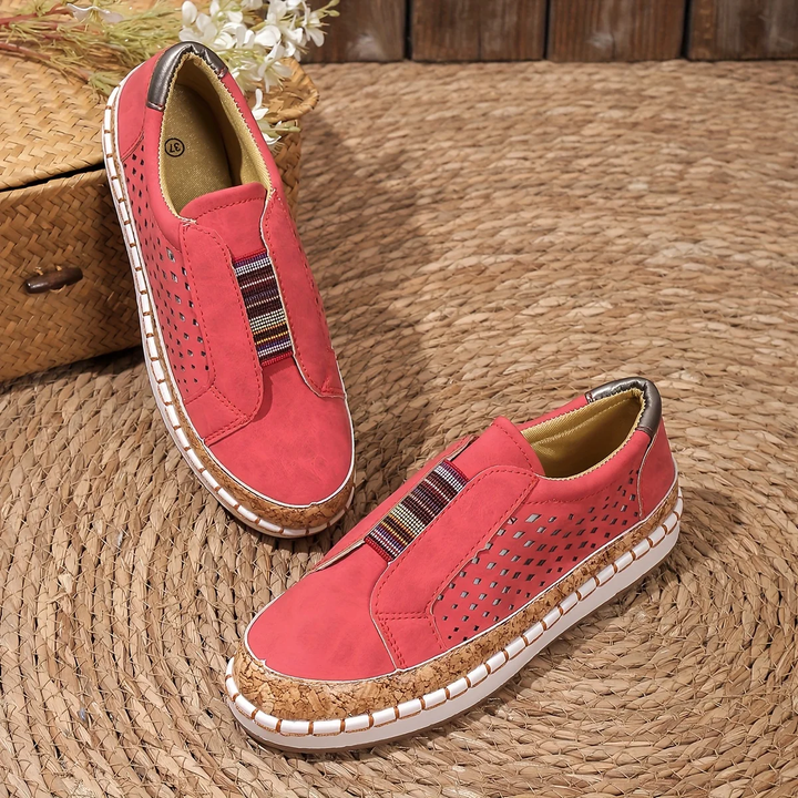 Women’s Leather Slip-On Loafers Breathable Summer Shoes