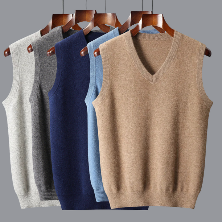 Men's Cotton Knit Summer Vest V-Neck Sweater