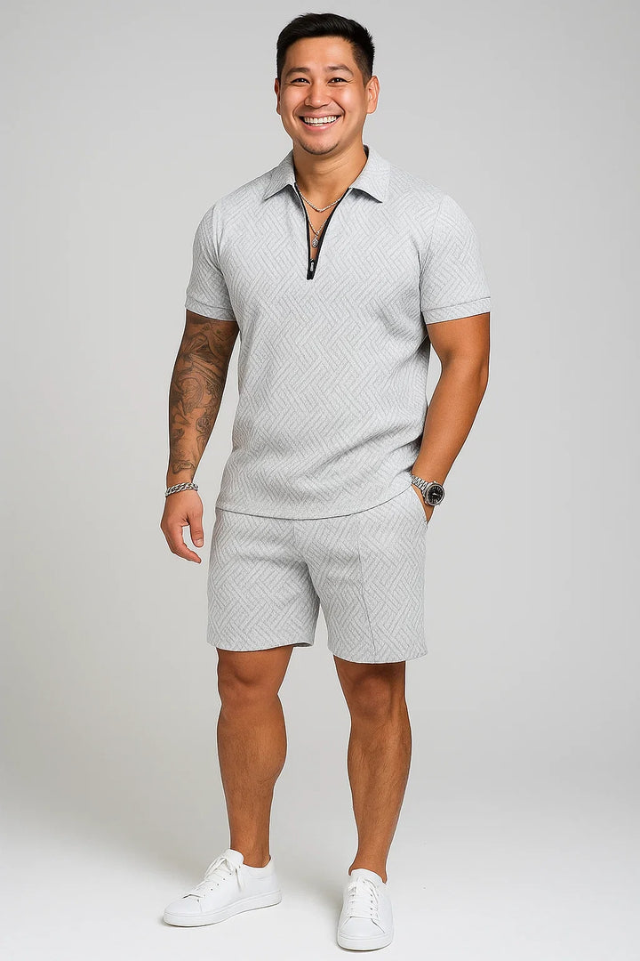 Men's Knit Summer Polo and Shorts Set