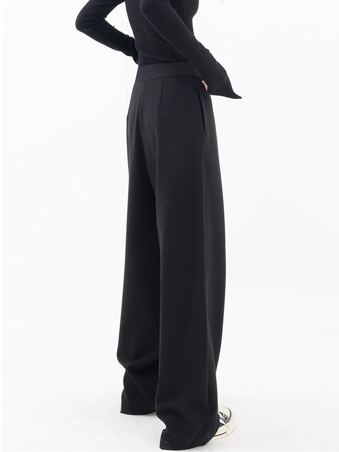 Women's Asymmetric High Waist Cotton Summer Trousers Wide Leg Pants
