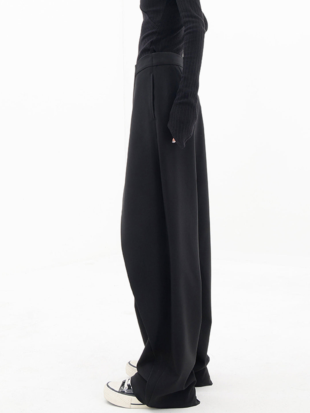Women's Asymmetric High Waist Cotton Summer Trousers Wide Leg Pants