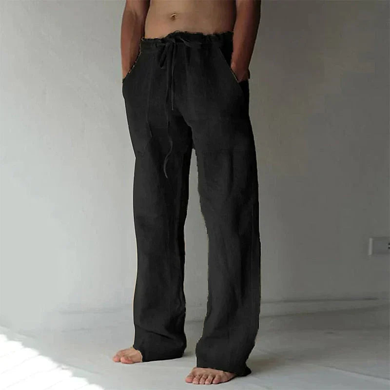 Linen Trousers for Men Lightweight Summer Casual Baggy Beach Pants