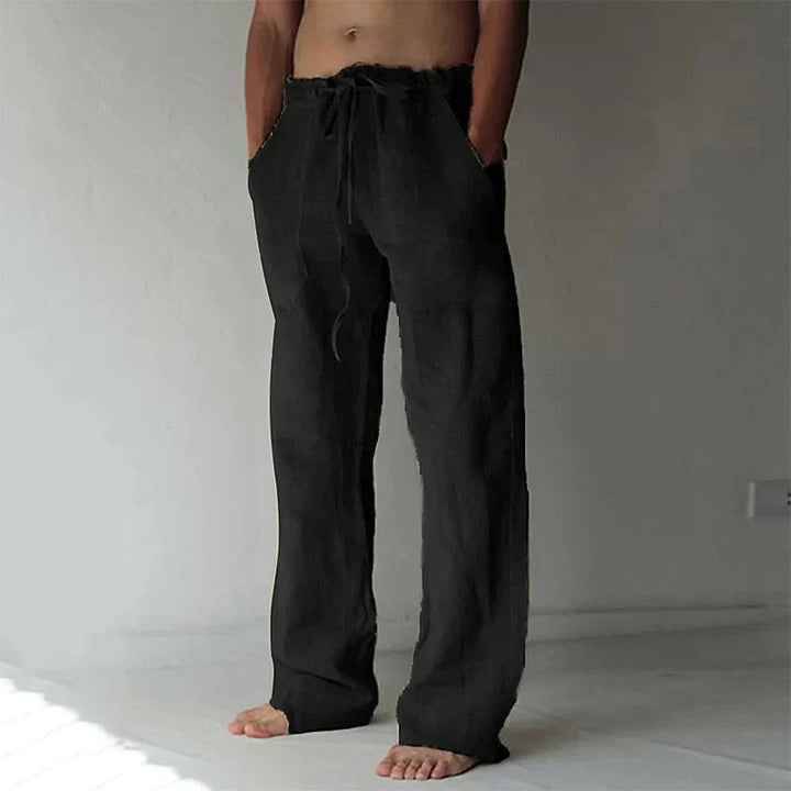 Linen Trousers for Men Lightweight Summer Casual Baggy Beach Pants