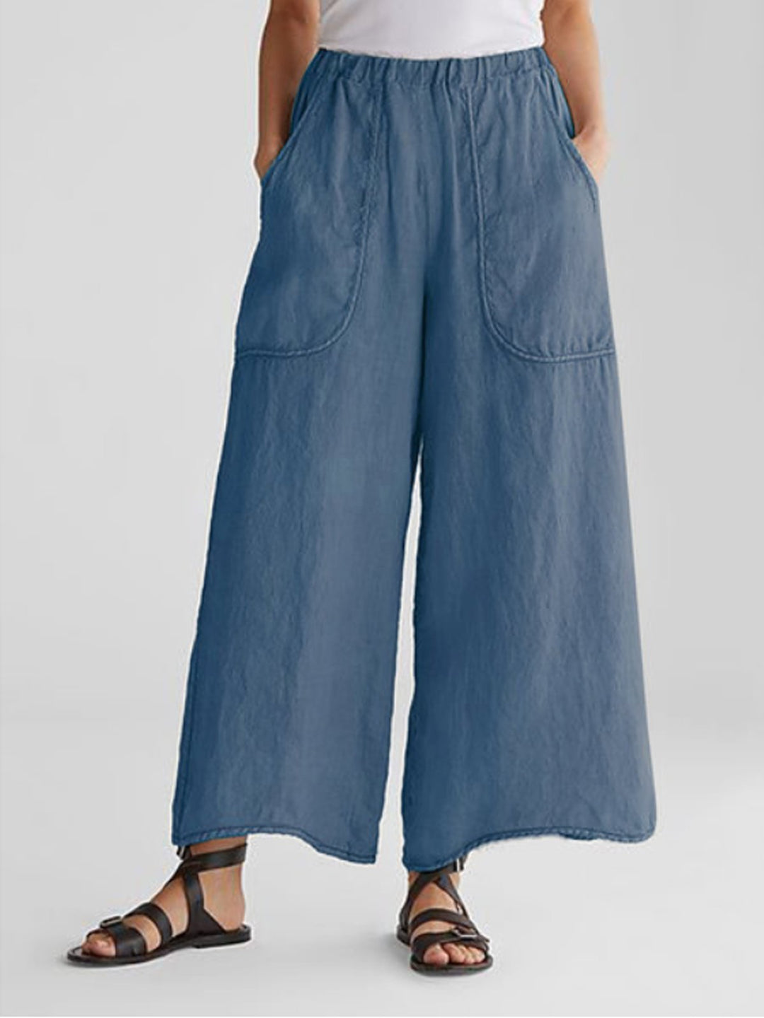 Women's Wide Leg Linen Trousers Summer Fashion Breathable Casual Pants