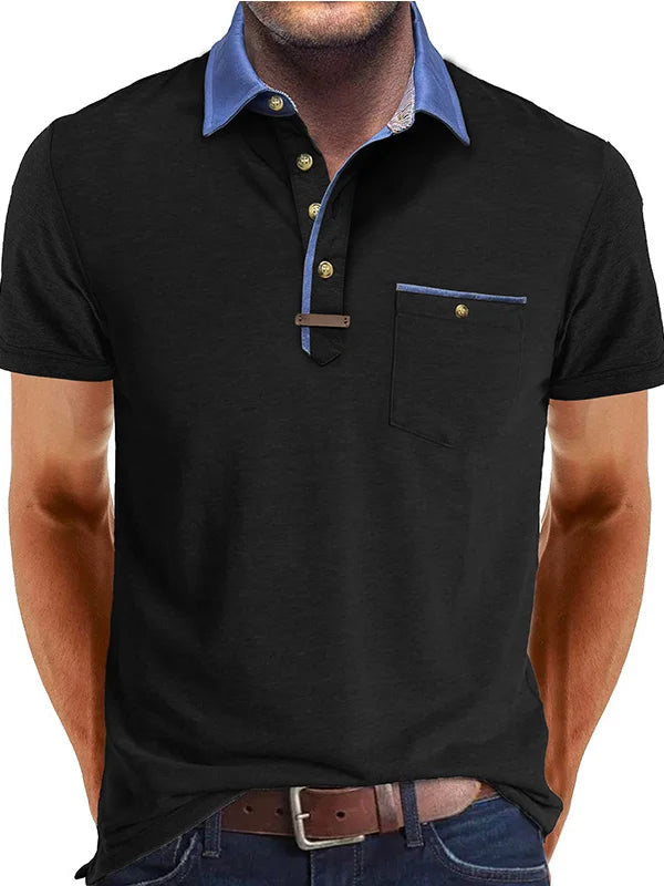 Cotton Polo Shirt Summer Breathable Slim Fit Casual Men's Short Sleeve Top