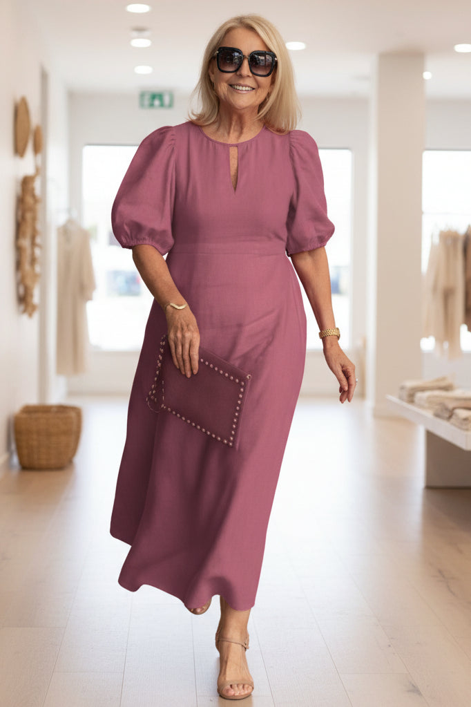 Cotton Midi Dress Women's Summer Tummy Coverage Dress