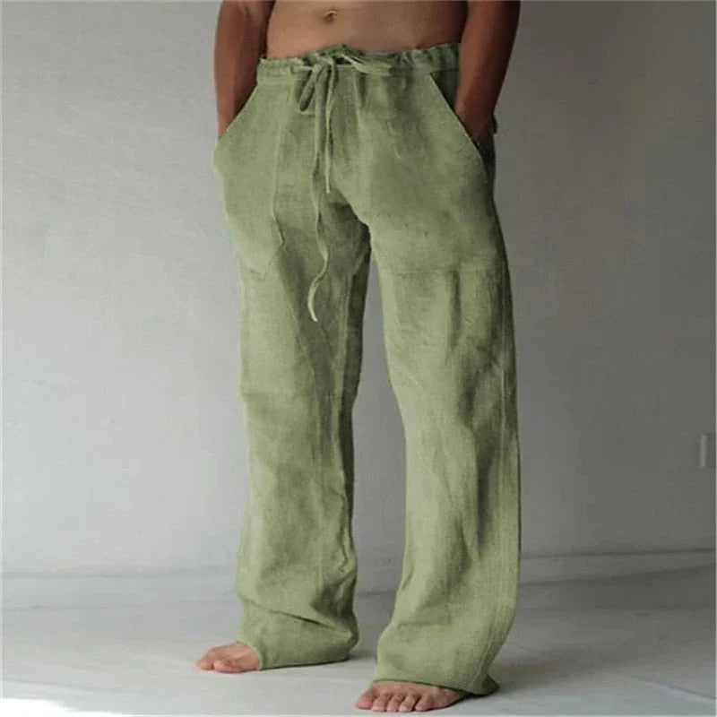 Linen Trousers for Men Lightweight Summer Casual Baggy Beach Pants