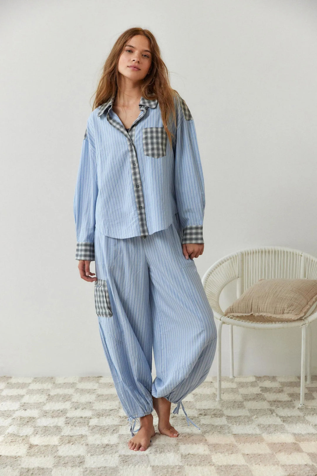 Two-piece Flannel Pajama Set Soft Cotton Blend Summer Sleepwear for Women