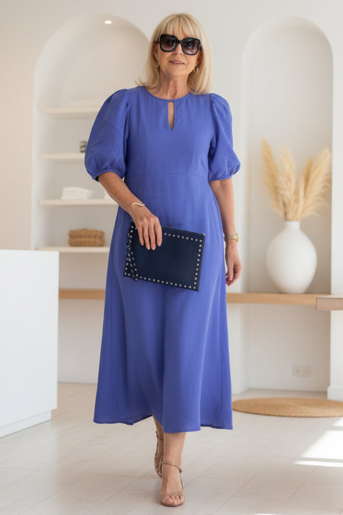 Cotton Midi Dress Women's Summer Tummy Coverage Dress