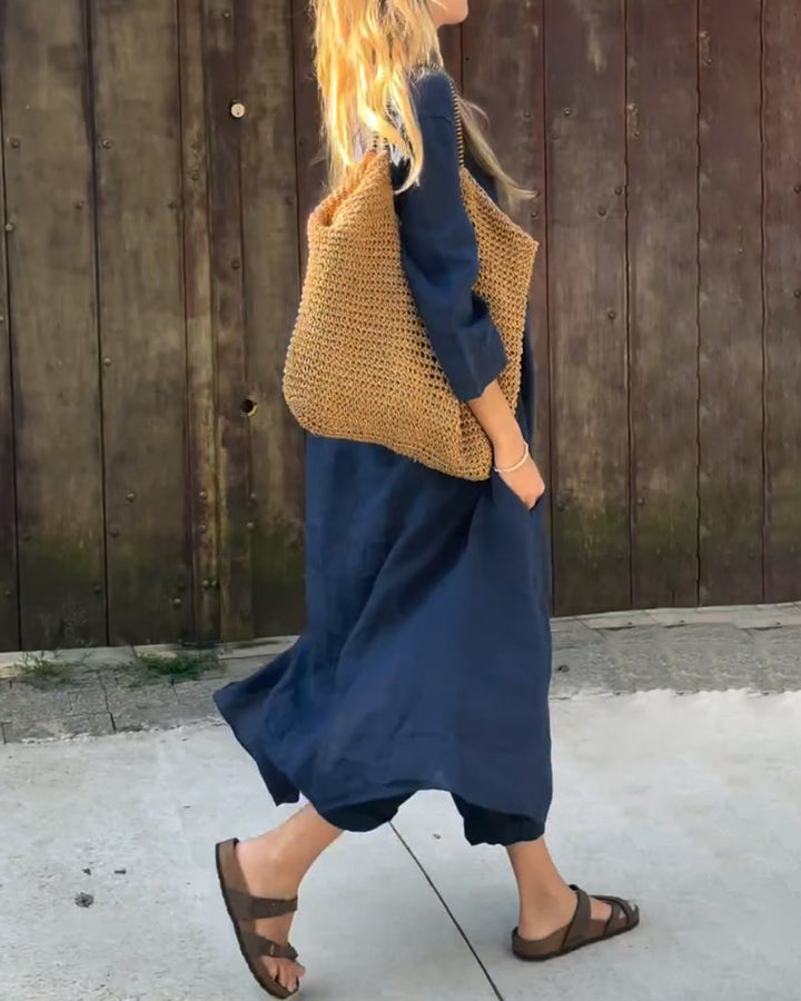 Linen Blend Two-Piece Set Fashion Outfit Stylish and Comfortable Set For Women