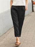 Cotton Linen Women's Casual Trousers Wide Leg Summer Pants