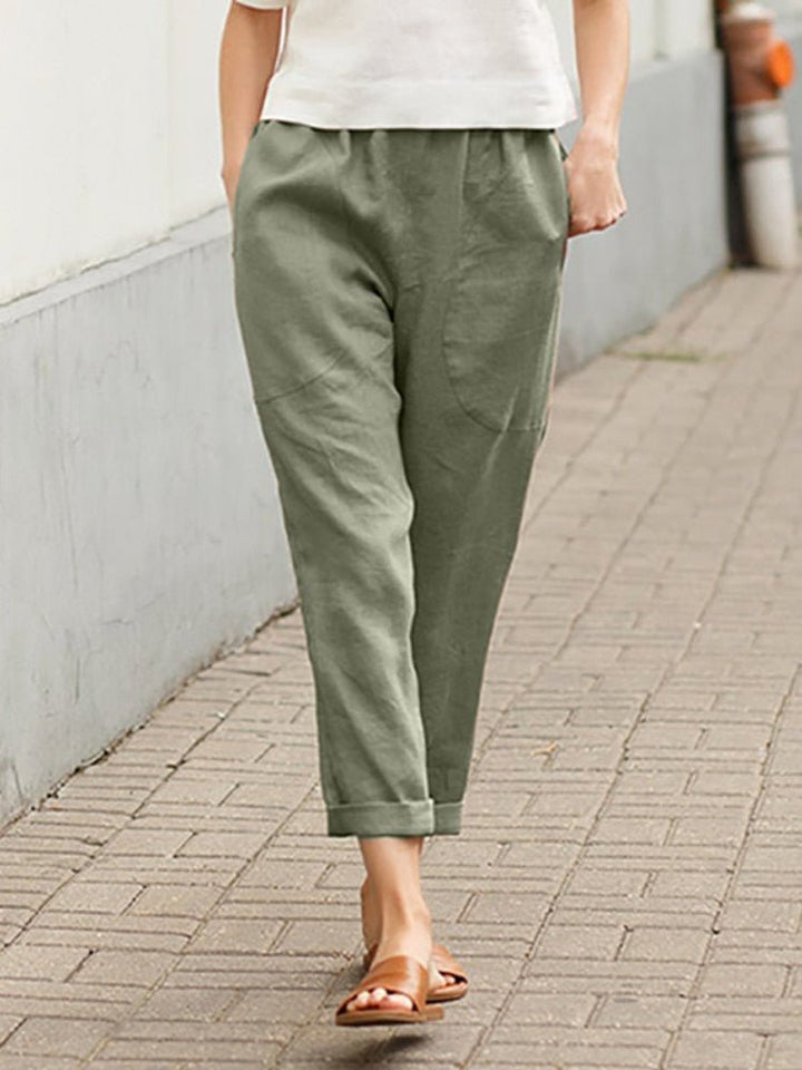 Cotton Linen Women's Casual Trousers Wide Leg Summer Pants