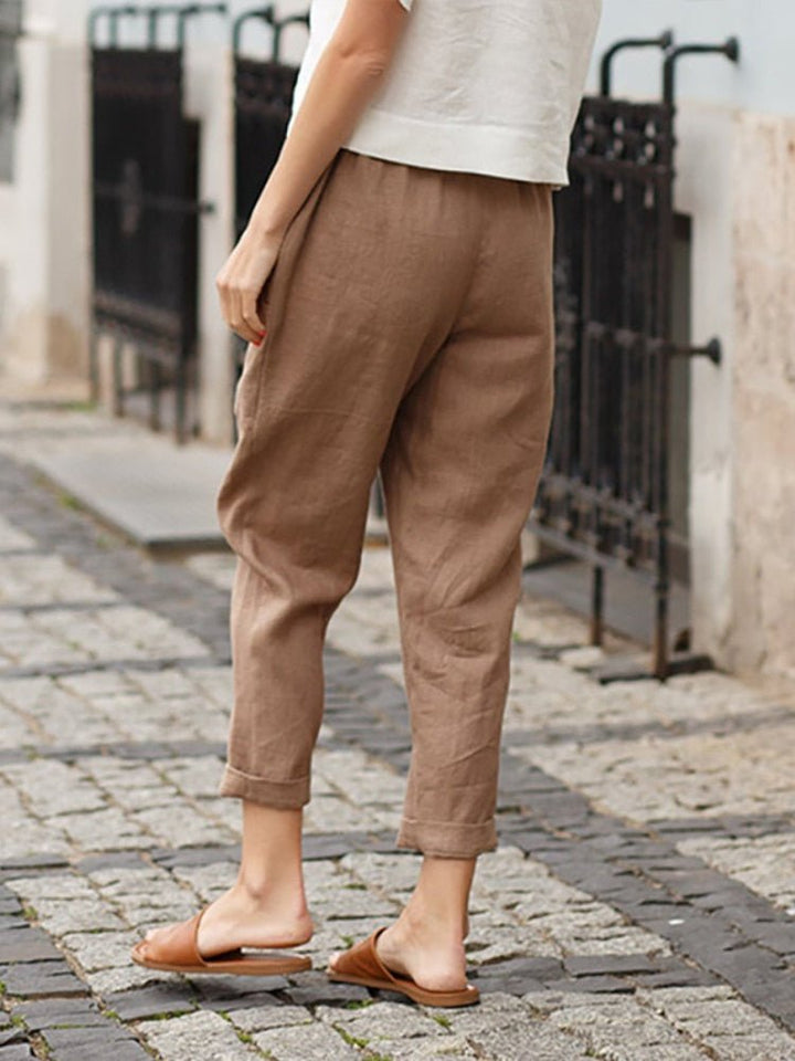 Cotton Linen Women's Casual Trousers Wide Leg Summer Pants