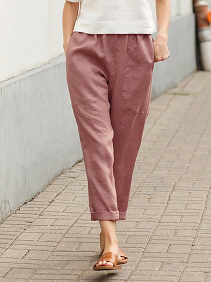 Cotton Linen Women's Casual Trousers Wide Leg Summer Pants