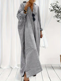 Women's Striped Maxi Kaftan Dress Summer Fashion Breathable Cotton Sundress