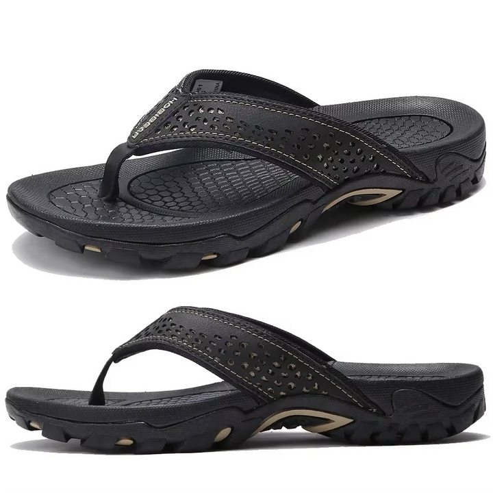 Flip Flops Men's Leather Arch Support Comfort Cushioned Summer Beach Thongs