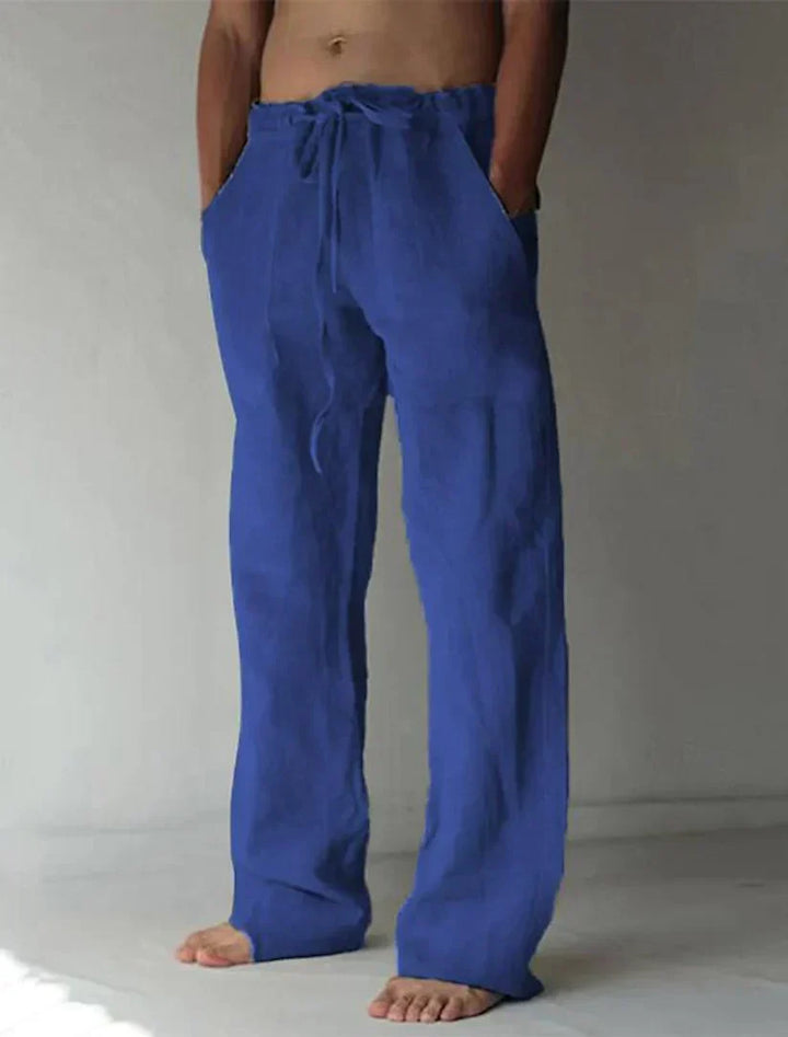 Linen Trousers for Men Lightweight Summer Casual Baggy Beach Pants