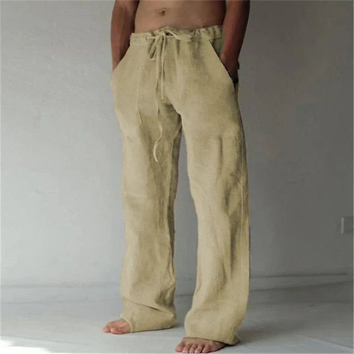 Linen Trousers for Men Lightweight Summer Casual Baggy Beach Pants