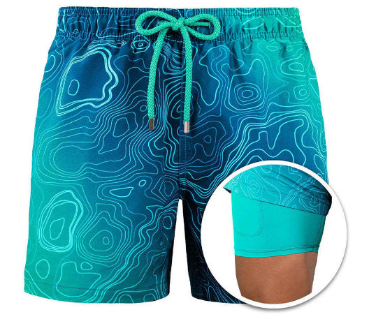 Swim Shorts for Men Quick Dry Double Layer Summer Beach Trunks