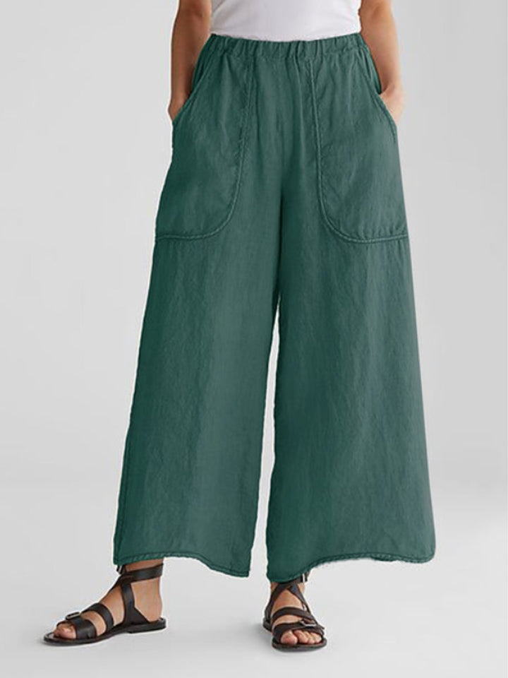 Women's Wide Leg Linen Trousers Summer Fashion Breathable Casual Pants