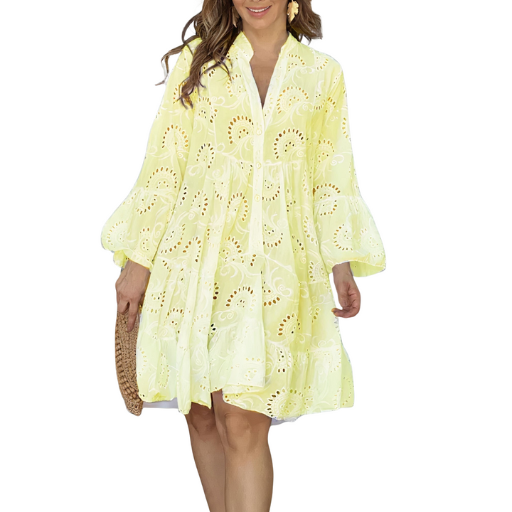 Women's Summer Cotton Lace Mini Shirt Dress