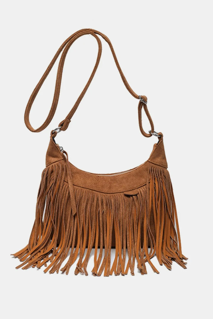 Suede Tassel Fringe Shoulder Bag for Women Summer Festival Style