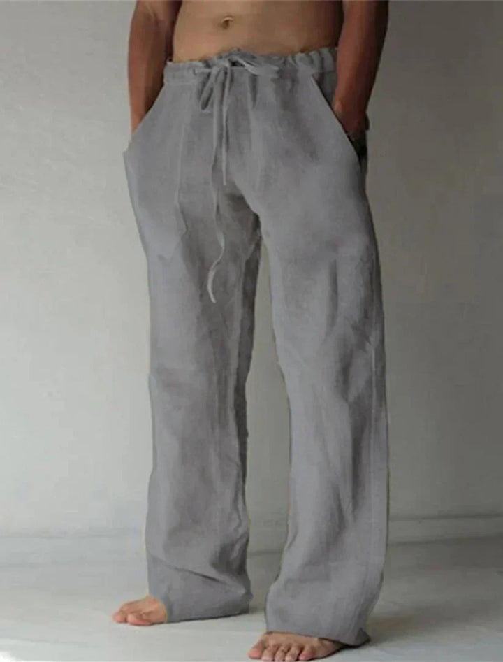 Linen Trousers for Men Lightweight Summer Casual Baggy Beach Pants