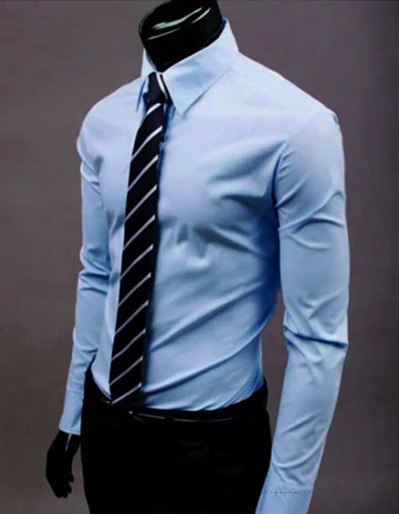 Men's Slim Fit Cotton Down Shirt Summer Business Formal Shirt