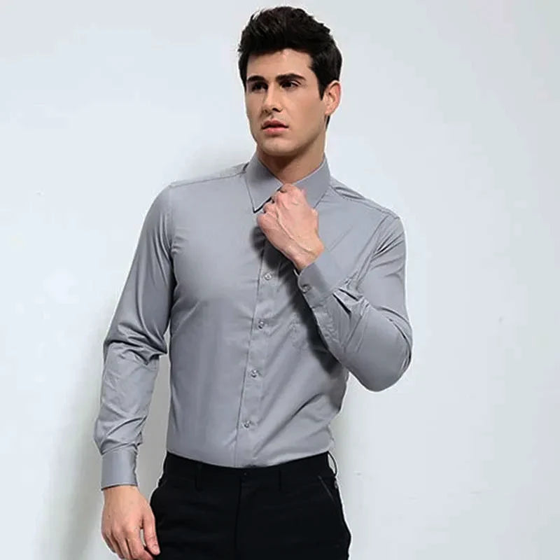 Men's Slim Fit Cotton Down Shirt Summer Business Formal Shirt