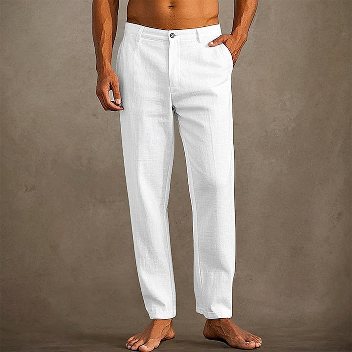 Men's Summer Linen Trousers Straight Leg Casual Pants
