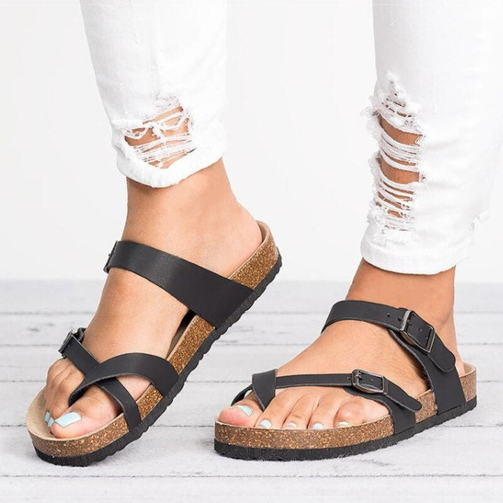Women's Summer Orthopaedic Walking Sandals Leather Adjustable Straps