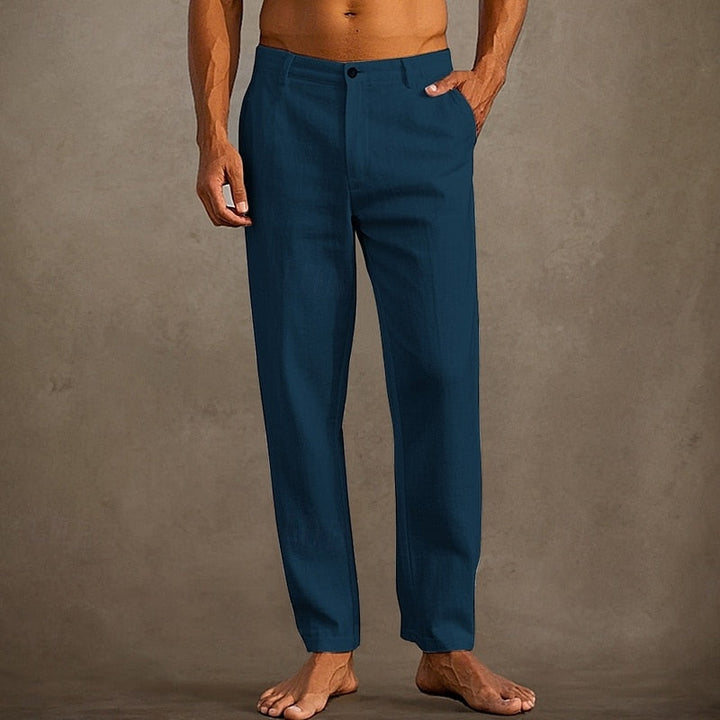 Men's Summer Linen Trousers Straight Leg Casual Pants