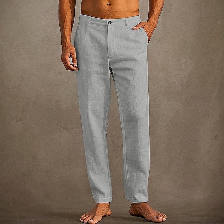 Men's Summer Linen Trousers Straight Leg Casual Pants