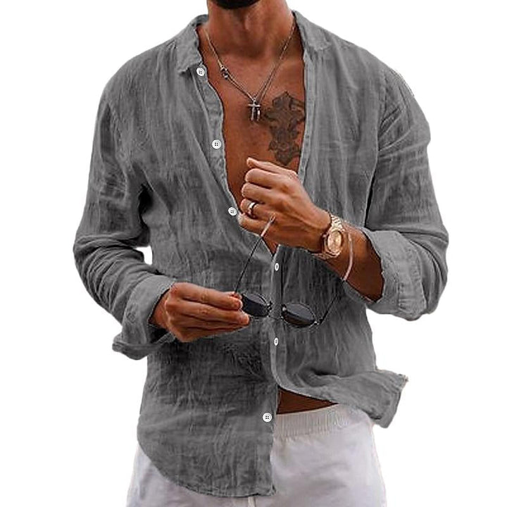 Men's Summer Shirt Long Sleeve Breathable Casual Summer Top