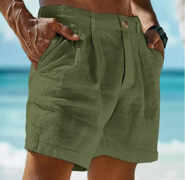 Linen Men’s Summer Shorts Casual Beach Comfort