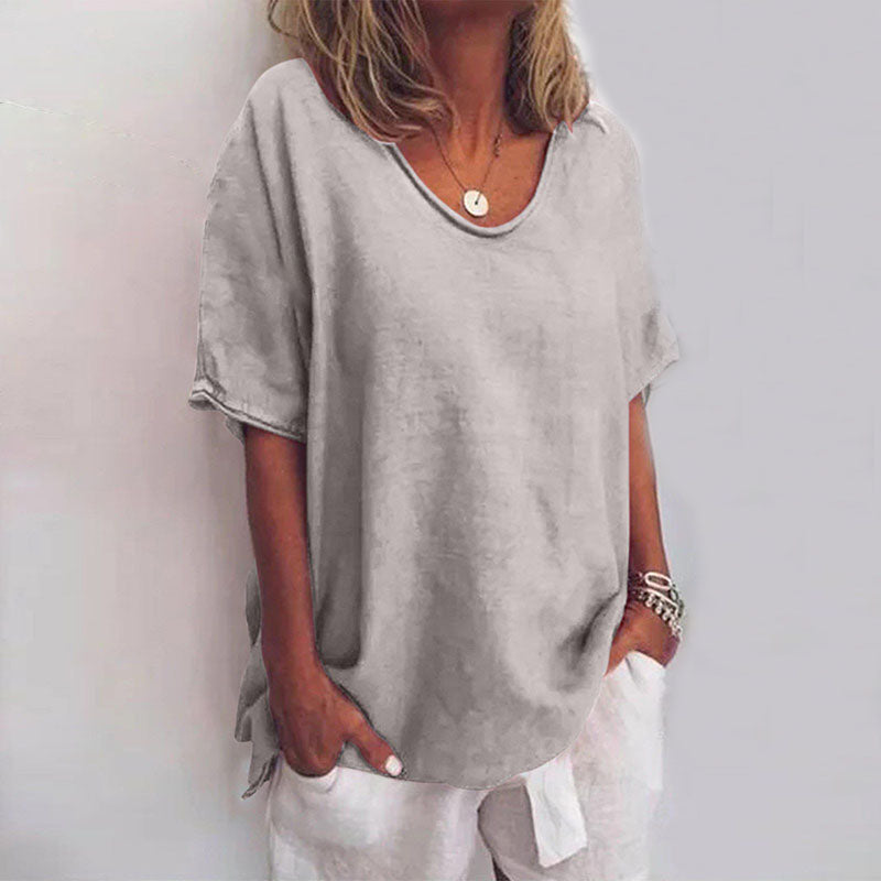 Cotton Knit T-Shirt Oversized Loose Fit Women's Summer Top