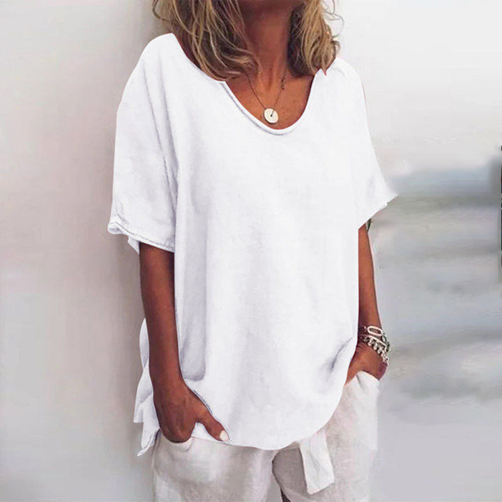 Cotton Knit T-Shirt Oversized Loose Fit Women's Summer Top