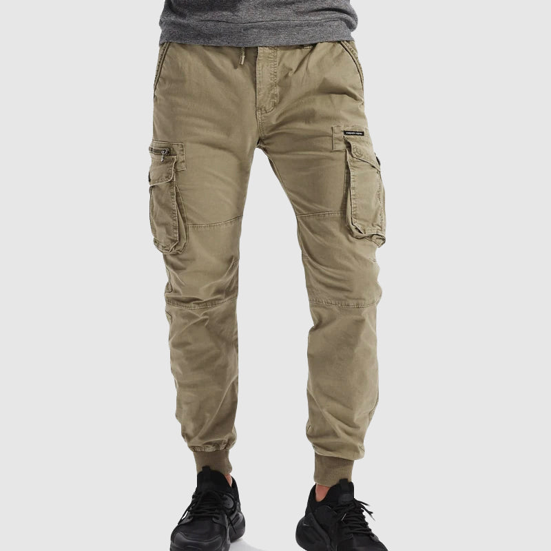 Men's Fleece Cargo Joggers Slim Fit Tapered Outdoor Training Pants