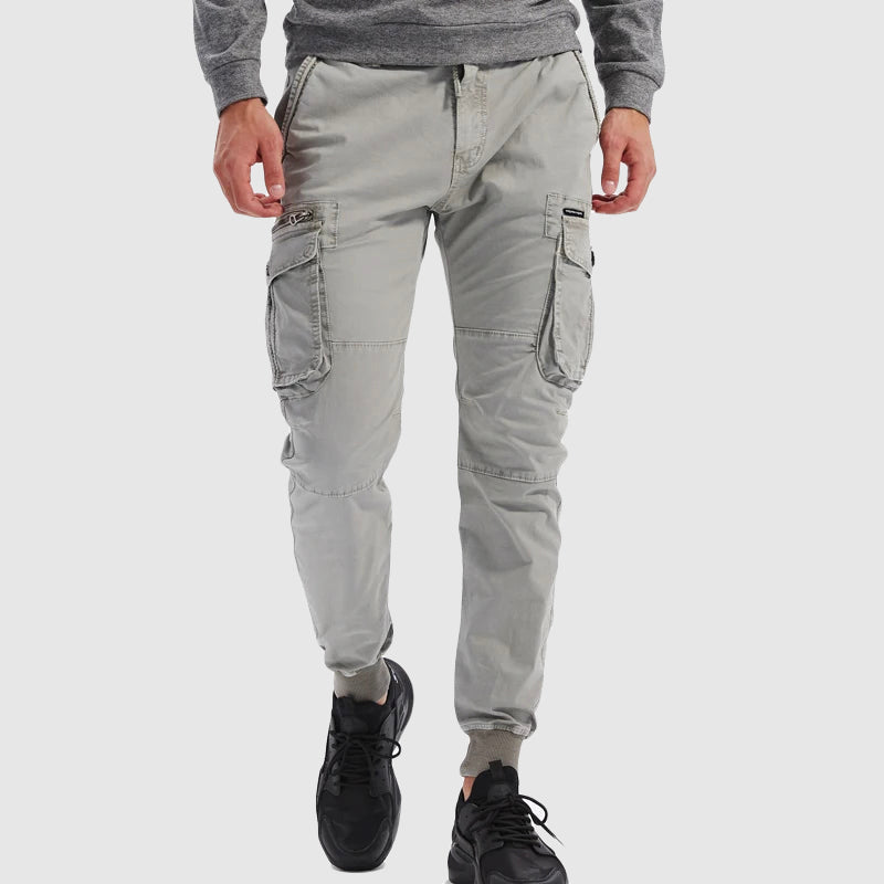 Men's Fleece Cargo Joggers Slim Fit Tapered Outdoor Training Pants