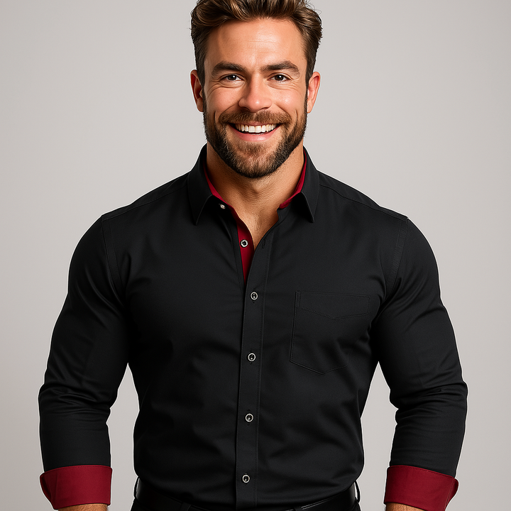 Men's Cotton Summer Stand-Up Collar Long-Sleeve Business Shirt