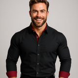 Men's Cotton Summer Stand-Up Collar Long-Sleeve Business Shirt