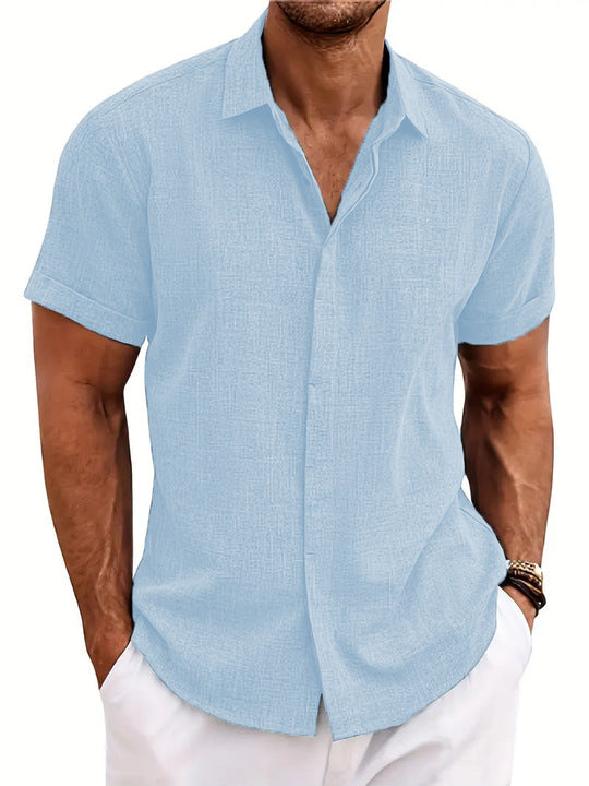 Men's Short Sleeve Cotton Shirt Summer Casual