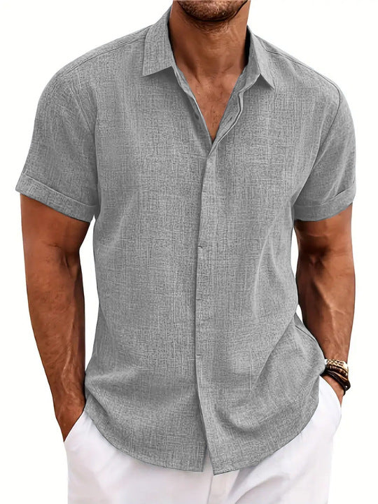 Men's Summer Linen Shirt Short Sleeve Casual Top