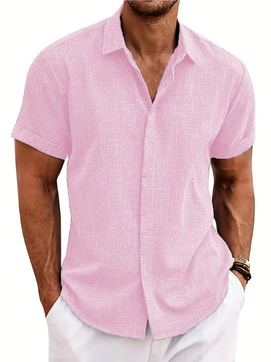 Men's Short Sleeve Cotton Shirt Summer Casual