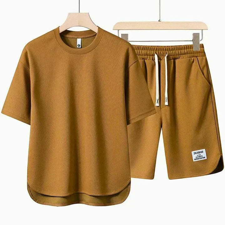 Men's Premium Knit T-Shirt and Drawstring Shorts 2-Piece Set