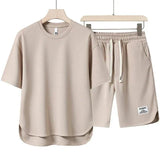 Men's Premium Knit T-Shirt and Drawstring Shorts 2-Piece Set
