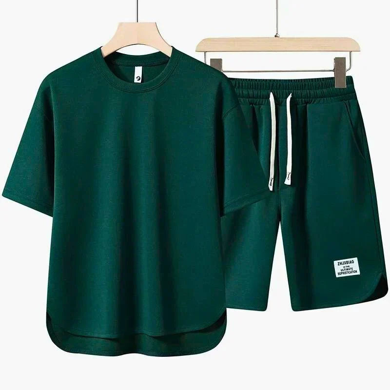 Men's Premium Knit T-Shirt and Drawstring Shorts 2-Piece Set