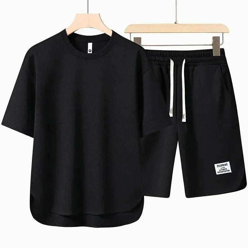 Men's Premium Knit T-Shirt and Drawstring Shorts 2-Piece Set