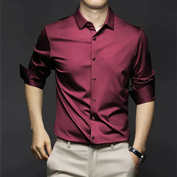 Men's Cotton Summer Shirt Elegant Iron-Free Office Button Up Shirt