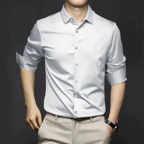 Men's Cotton Summer Shirt Elegant Iron-Free Office Button Up Shirt